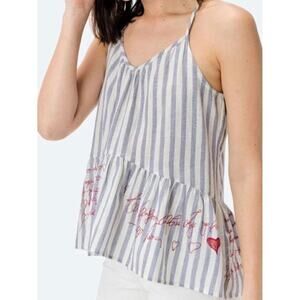 Lovestitch Striped Peplum Tank Top Sleeveless Casual Blouse Size Large